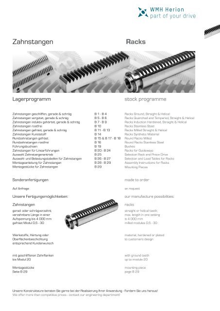 Zahnstangen Racks - WMH Herion