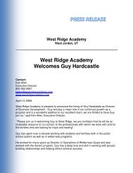 West Ridge Academy Welcomes Guy Hardcastle - Troubled Teen Help