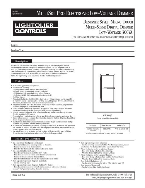 multiset pro electronic low-voltage dimmer - Philips Lighting Controls