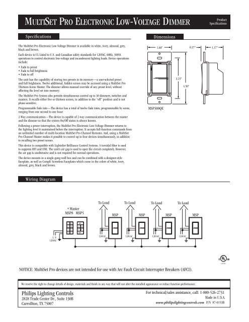 multiset pro electronic low-voltage dimmer - Philips Lighting Controls