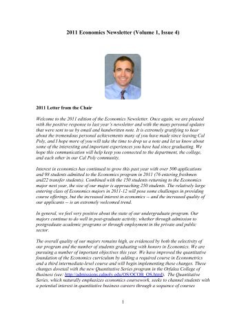 Newsletter - Orfalea College of Business - Cal Poly San Luis Obispo