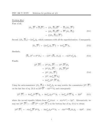 PHYâ396 T: SUSY Solutions for problem set #1. Problem 2(a): First ...