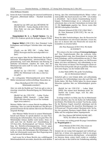 Stenographischer Bericht 227. Sitzung - Deutscher Bundestag