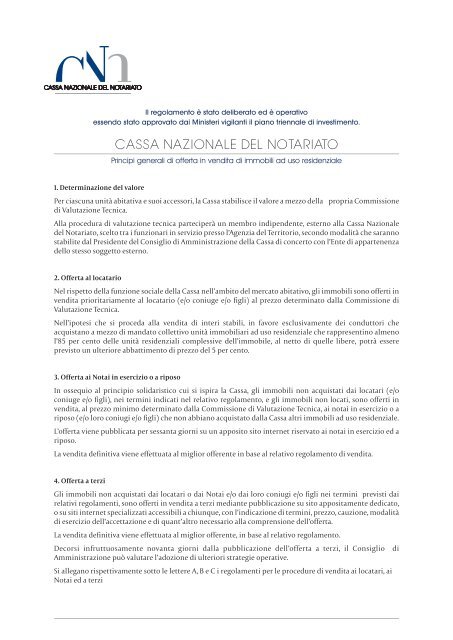 Regolamento vendite - Cassa Nazionale del Notariato