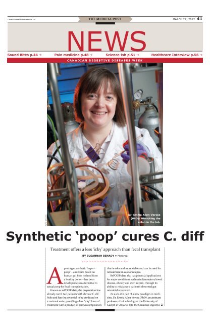 Synthetic 'poop' cures C. diff - University of Guelph