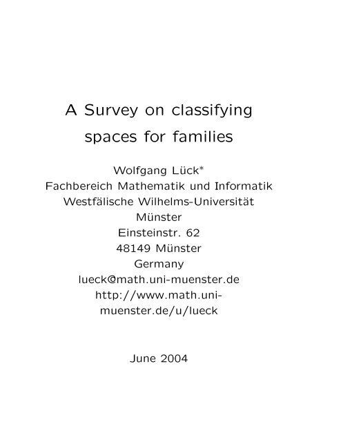 A Survey on classifying spaces for families
