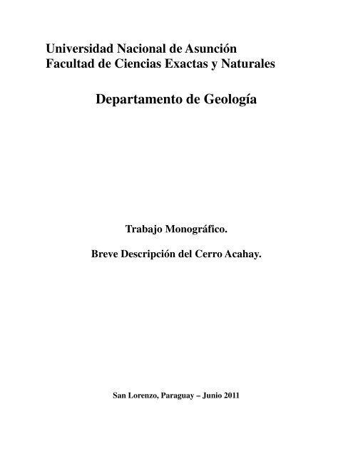 El Cerro Acahay - GeologÃ­a del Paraguay