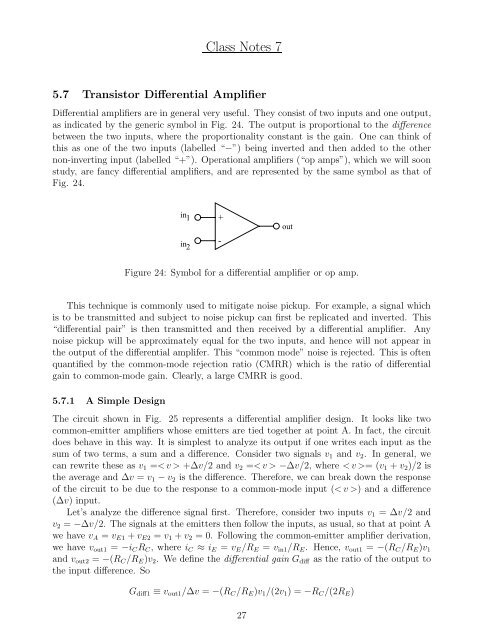 Lecture Notes for Analog Electronics - The Electronic Universe ...
