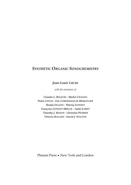 Synthetic Organic Sonochemistry