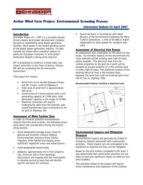 Arthur Wind Farm Project: Environmental Screening Process