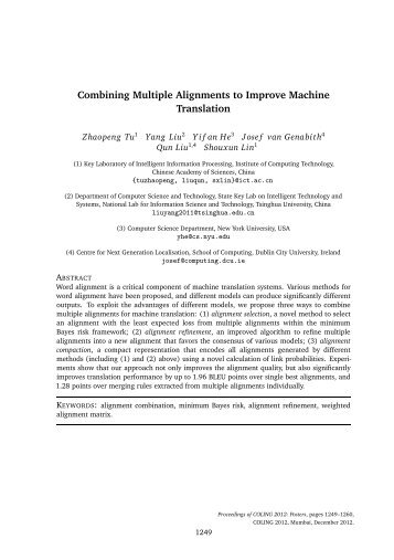 Combining Multiple Alignments to Improve Machine ... - ResearchGate