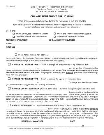 Change Retirement Application Form (Updated)