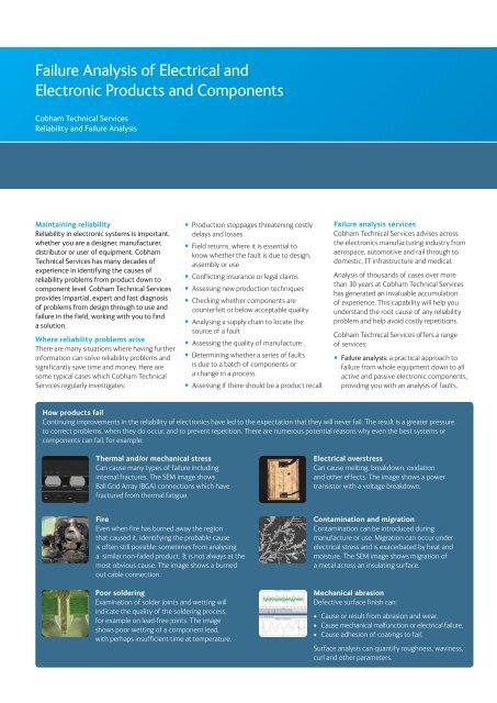 Failure Analysis of Electrical and Electronic Products and Components