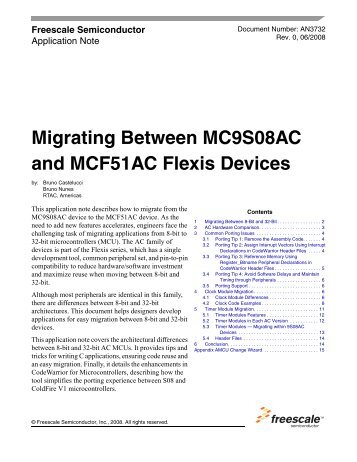 Migrating Between MC9S08AC and MCF51AC Flexis ... - Freescale