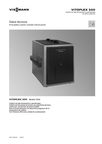 Datos técnico Vitoplex 300 TX3A de 620 a 2000 ... - Viessmann