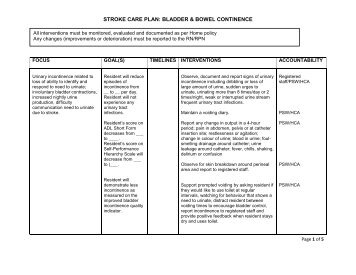 Bowel, Bladder Continence care plan