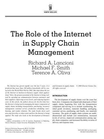 The Role of the Internet in Supply Chain - Supply Chain Online
