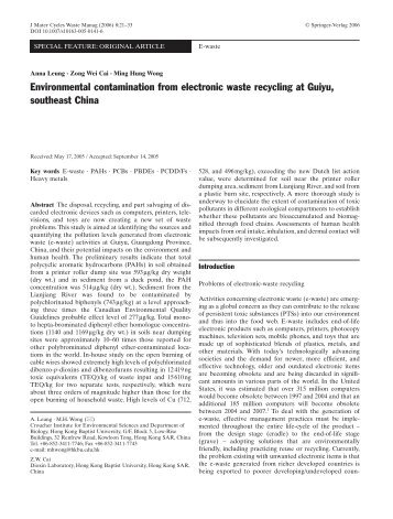 Environmental contamination from electronic waste recycling at ...