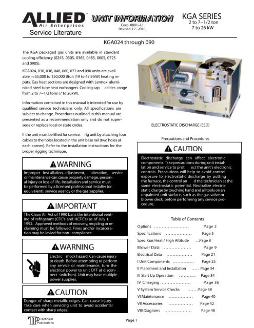 K-Series (2-7.5 KGA) Service Manual - Allied Commercial