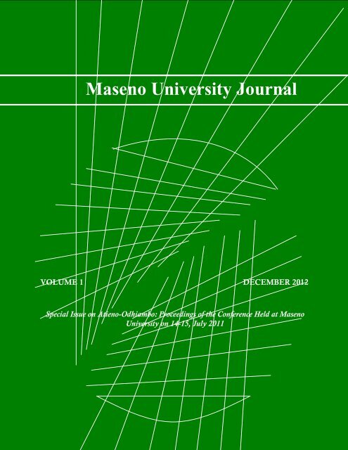 Maseno University Journal Volume 1 2012