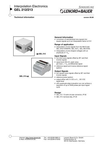 Interpolation Electronics GEL 212/213 - Lenord + Bauer