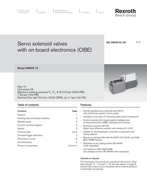 Servo solenoid valves with on-board electronics ... - Bosch Rexroth