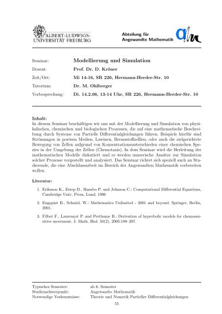 Kommentare zu den Lehrveranstaltungen - Mathematisches Institut ...