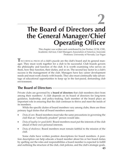 The Board of Directors and the General Manager/Chief Operating ...