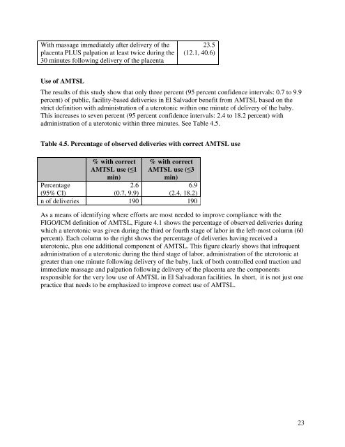 El Salvador - Active Management of the Third Stage of Labor - POPPHI