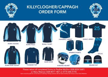 KILLYCLOGHER/CAPPAGH ORDER FORM - Killyclogher GAA