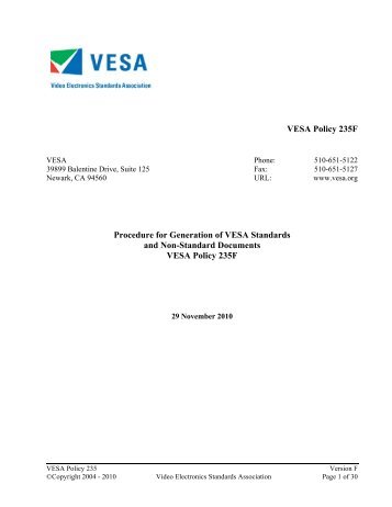 VESA Policy 235F Procedure for Generation of VESA Standards and ...