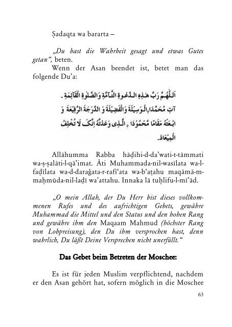 Das islamische Gebetbuch - Ahmadiyya Muslim Jamaat Schweiz