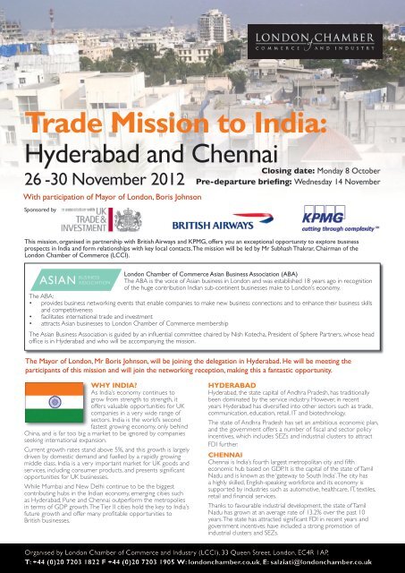 Trade Mission to India: - London Chamber of Commerce and Industry