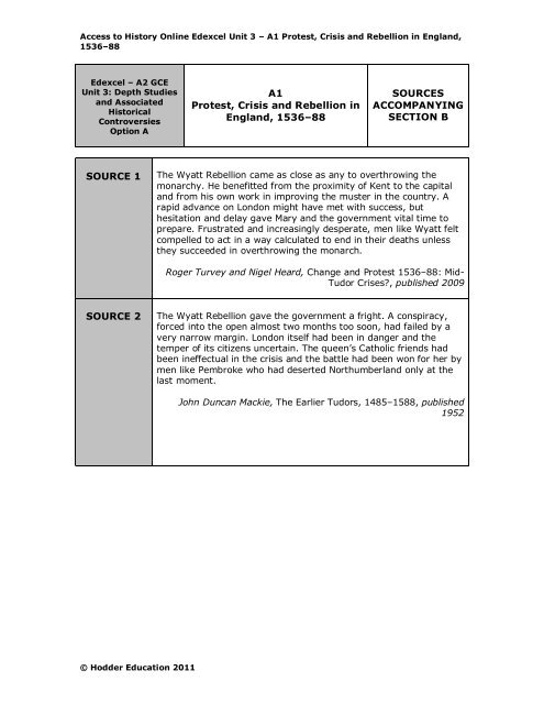 Edexcel Ã¢Â€Â“ Unit 1 - Access to History 2