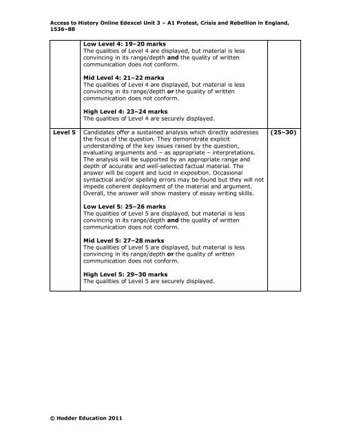 Edexcel Ã¢Â€Â“ Unit 1 - Access to History 2