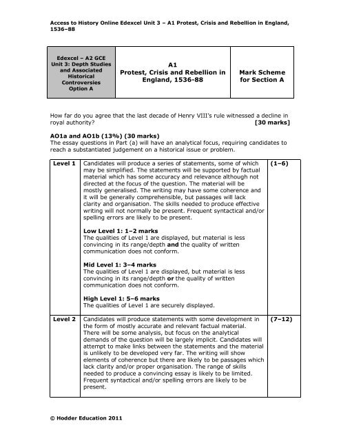 Edexcel Ã¢Â€Â“ Unit 1 - Access to History 2