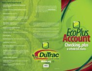 DuTrac's EcoPlus Account features: