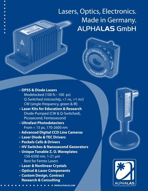 ALPHALAS GmbH - Lasers, Optics, Electronics. Made in Germany