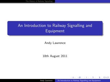 An Introduction to Railway Signalling and Equipment