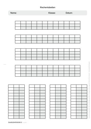Name: Klasse: Datum: Rechentabellen