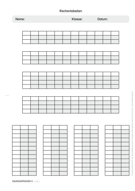 Name: Klasse: Datum: Rechentabellen