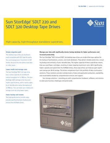 Sun StorEdge™SDLT 220 and SDLT 320 Desktop Tape Drives