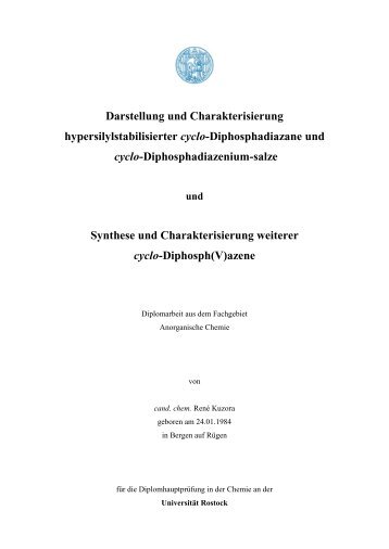 Darstellung und Charakterisierung hypersilylstabilisierter cyclo ...