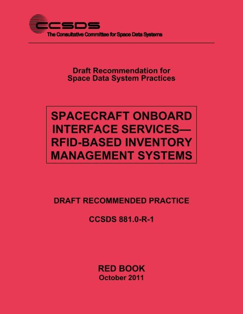 CCSDS 881.0-R-1, Spacecraft Onboard Interface ServicesâRFID ...