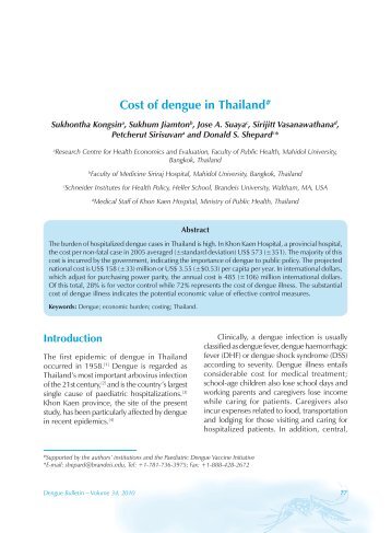 Cost of dengue in Thailand - WHO SEAR Digital Repository - World ...