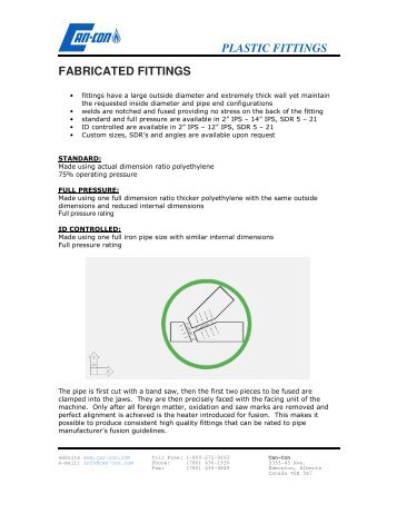 PLASTIC FITTINGS FABRICATED FITTINGS - Rangeland Oilfield Inc.