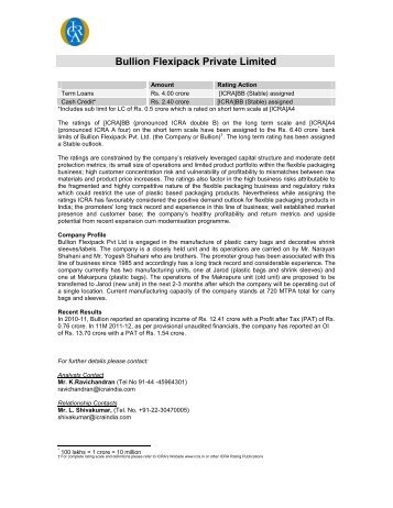 Bullion Flexipack Private Limited - ICRA