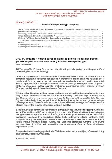 Nr. 6 (42), 2007-06-21 [830 Kb, PDF] - Lietuvos nacionalinÄ Martyno ...