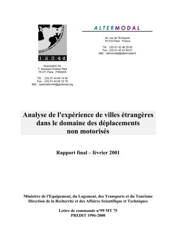 Analyse de l'expérience de villes étrangères dans le domaine des ...