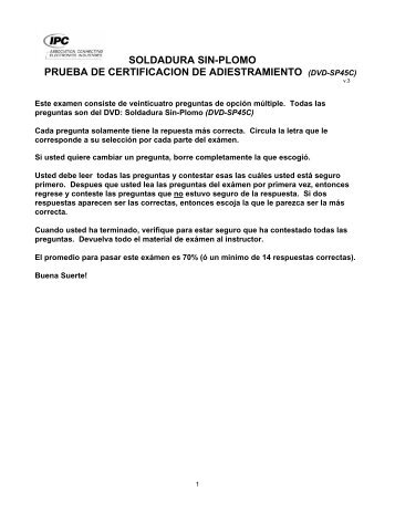 soldadura sin-plomo prueba de certificacion de adiestramiento (dvd ...